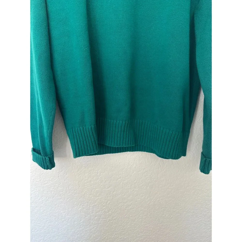 J. Crew Heritage Cotton Crewneck Sweater Green/Blue Size Medium